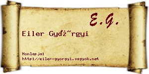 Eiler Györgyi névjegykártya